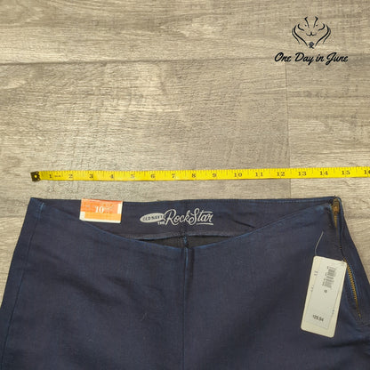 Old Navy The Rockstar Cropped Skinny Pants Navy Blue Side Zip NWT Size 10