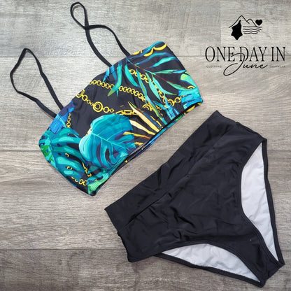 Pink Queen Crop High Cut Bikini Swimsuit Size M