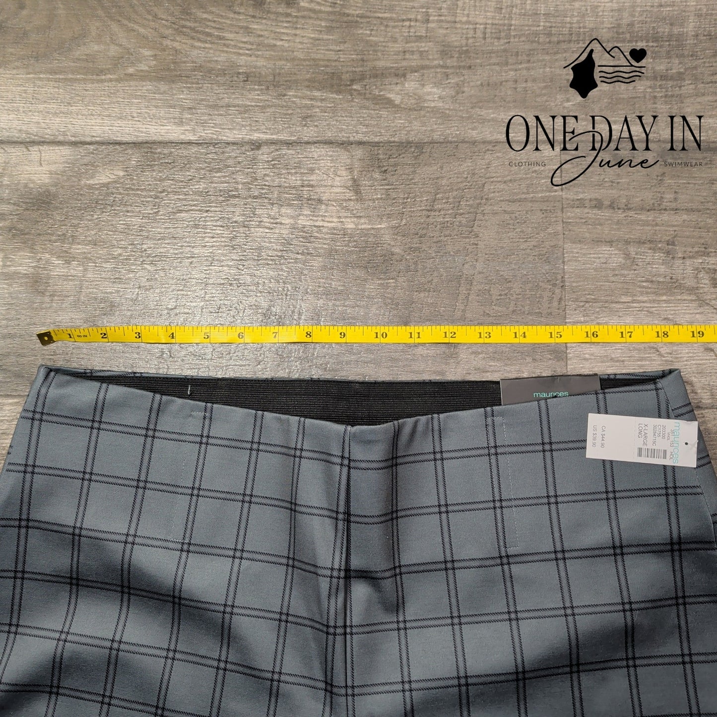 Maurices High Rise Skinny Ponte Pants Long Gray Black Plaid Pull On NWT Size XL