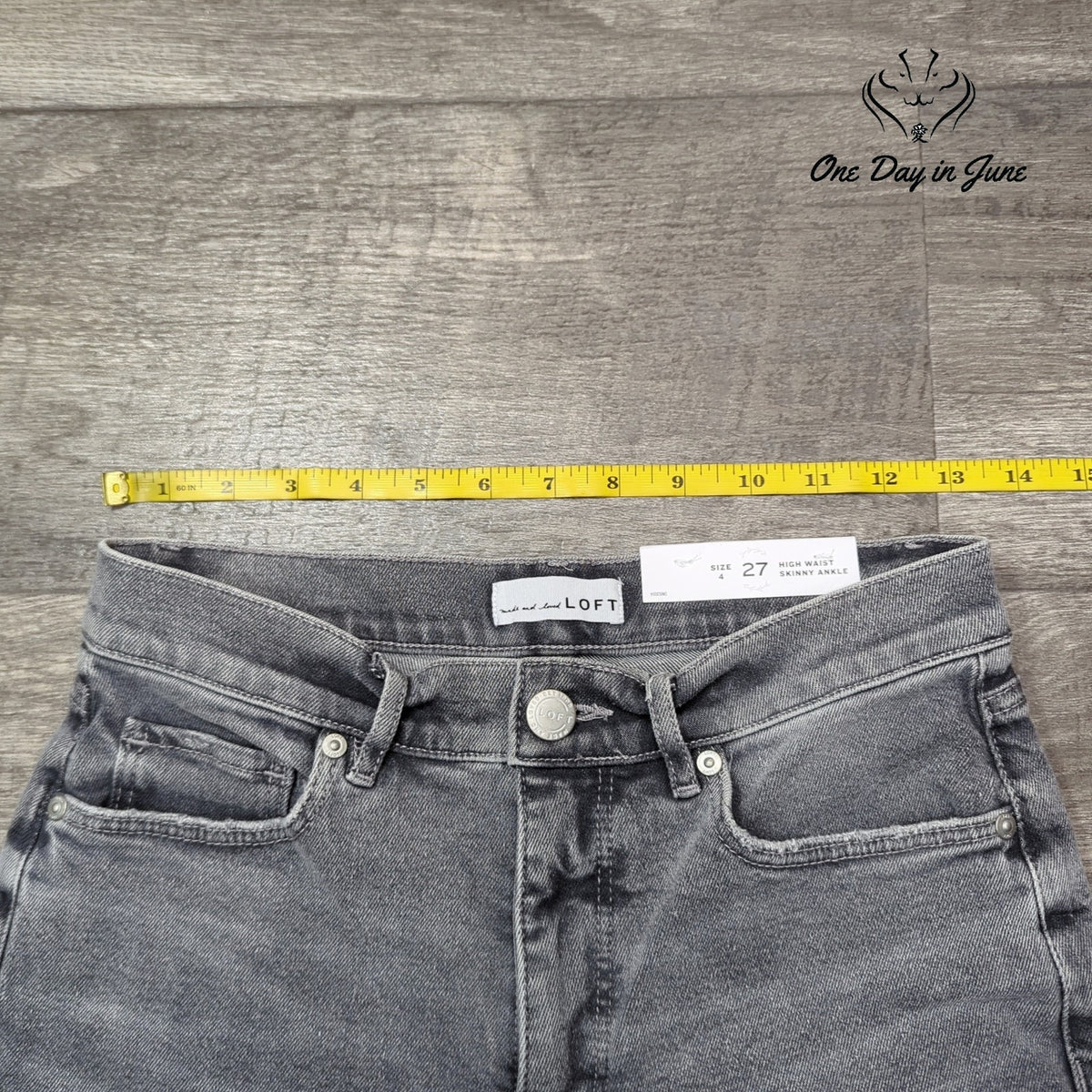 Loft High Waist Skinny Ankle Jeans Gray Distressed Raw Hem NWT Size 4
