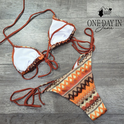 Charmo Adjustable Triangle Tie Side Bikini Swimsuit Size M Top S Bottom