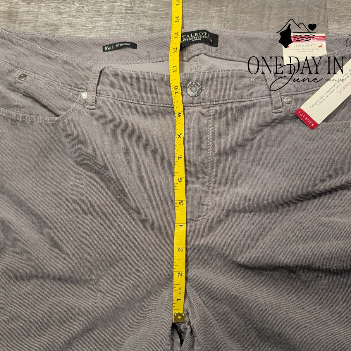 Talbots Flawless Five Pocket Straight Corduroy Pants Gray NWT Size 16W