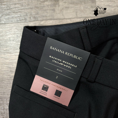 Banana Republic Ryan Italian Wool Dress Pants Black NWT Size 2