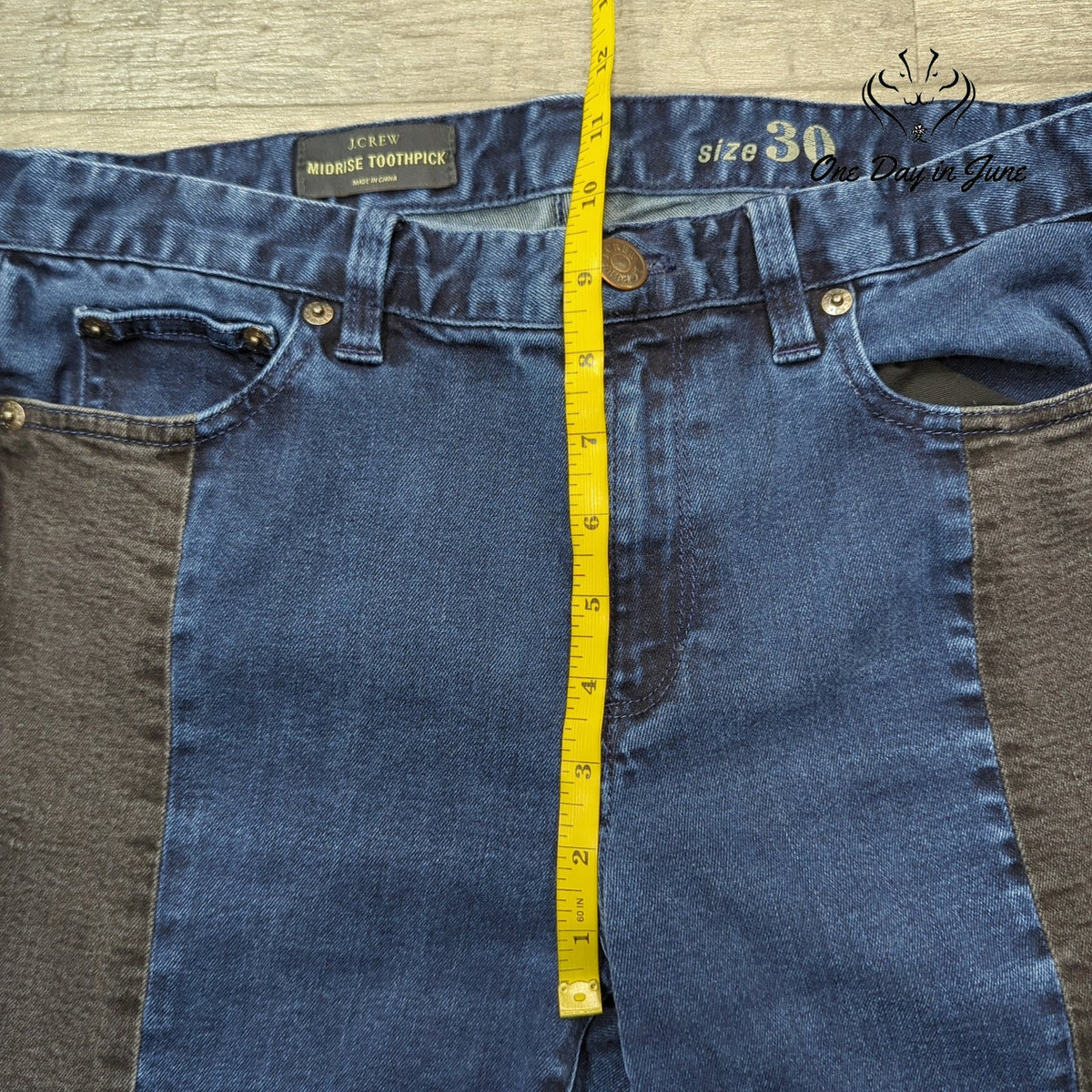 J.Crew Mid Rise Toothpick Skinny Jeans Blue Black Colorblock Size 30 (10)