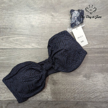 RVCA Run Wild Bandeau Bikini Top Jacquard Removable Straps NWT Size L