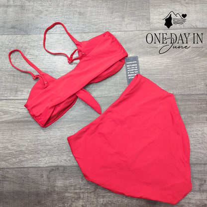 Blooming Jelly Knot Front High Waist Bikini Swimsuit Size S