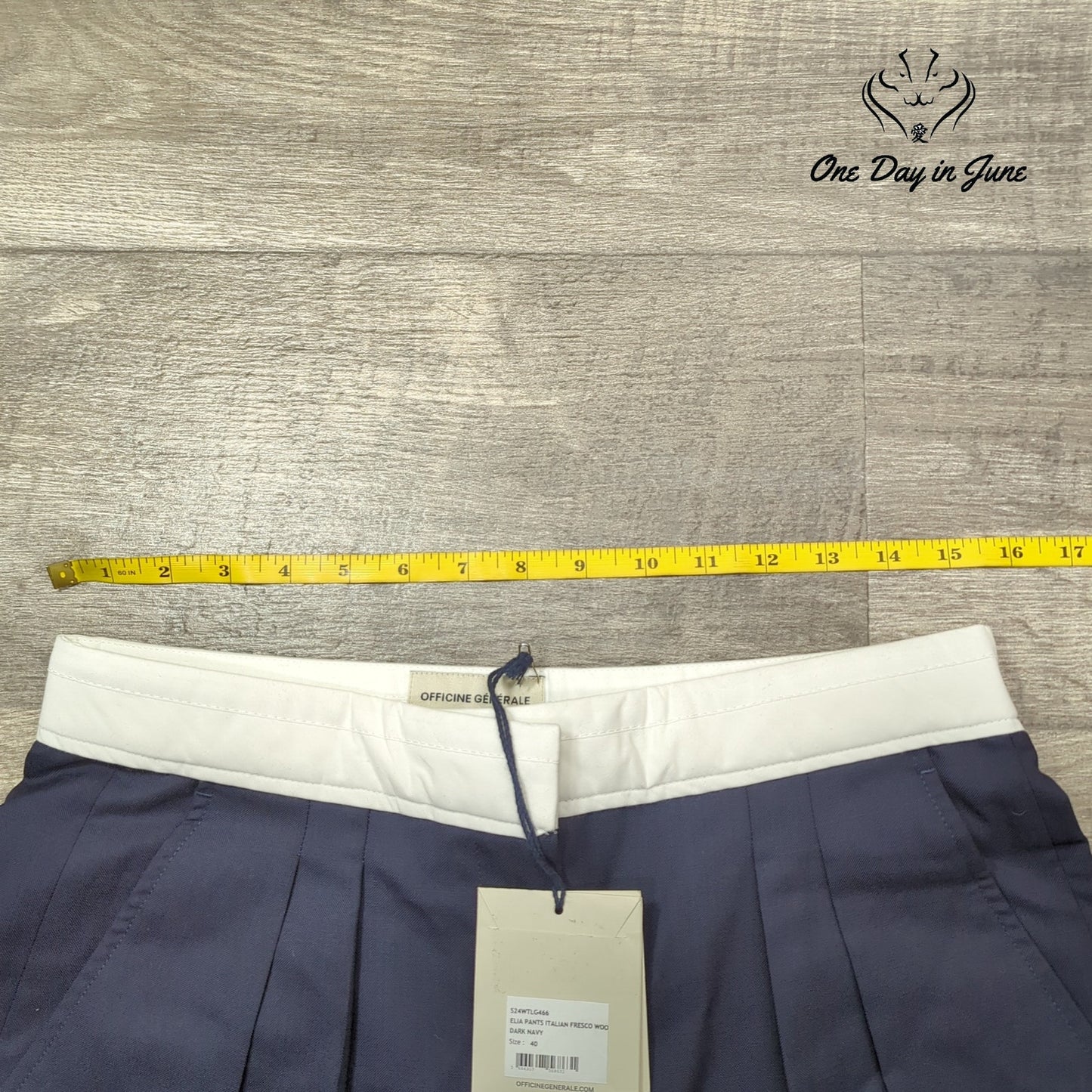 Officine Generale Elia Italian Fresco Wool Wide Leg Pants Navy NWT Size 40 (12)