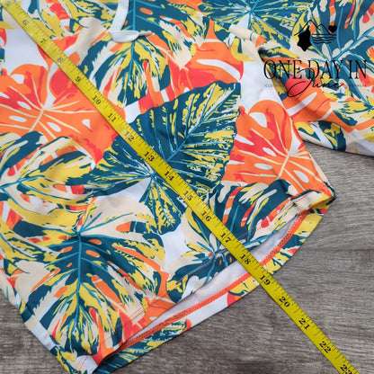 PatPat Tropical Leaf Print Swim Trunks Boardshorts Multicolor Size 2XL