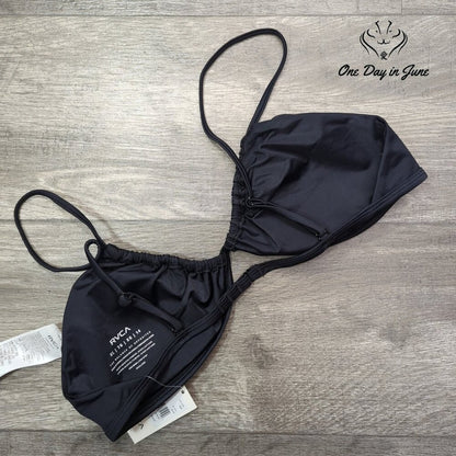 RVCA Solid Trilette Bikini Top Black Multiway Straps NWT $48 Size Size XL