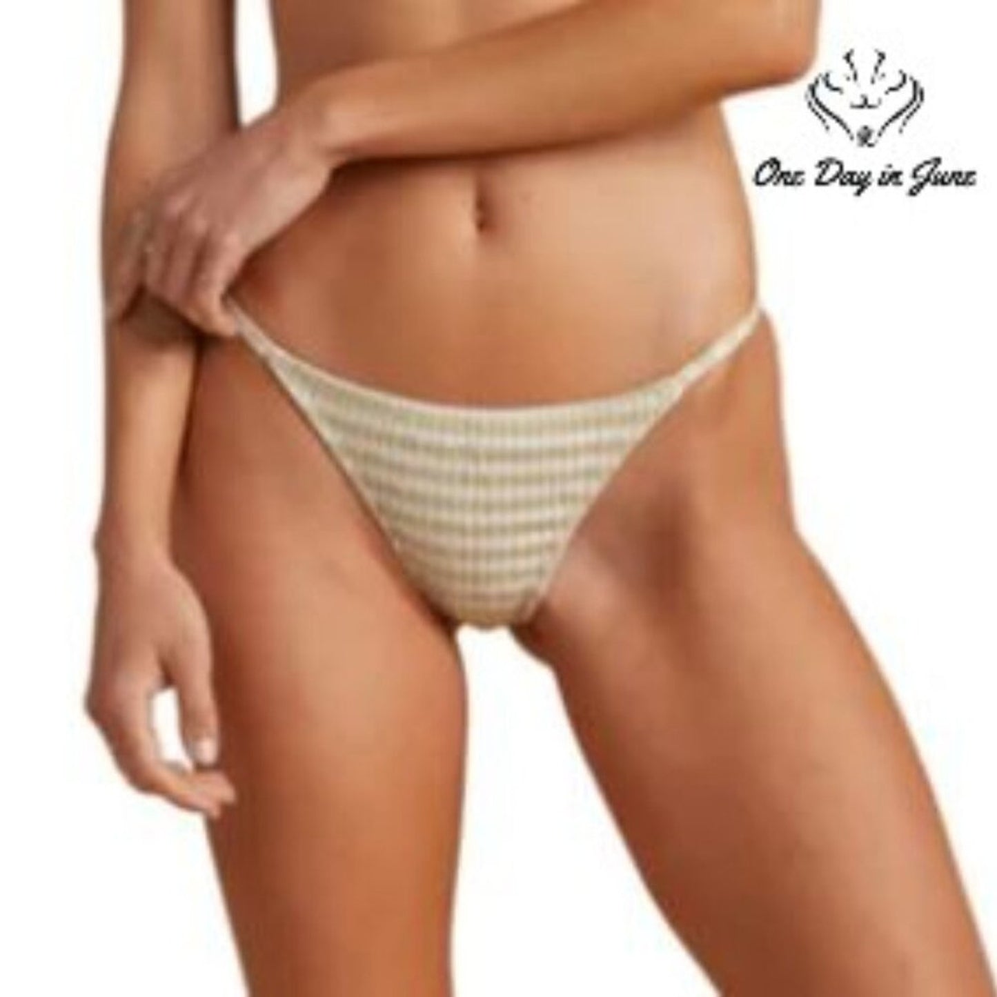 Billabong Salty Blonde Meet Your Match Isla Bikini Bottom Gingham NWT Size S