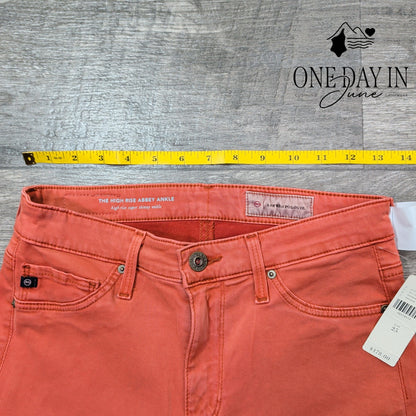 AG Adriano Goldschmied High Rise Abbey Ankle Orange Super Skinny NWT Size 0 (25)