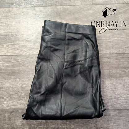 Marc New York Faux Leather Slim Leg Pants Black Full Control Waist NWT Size M