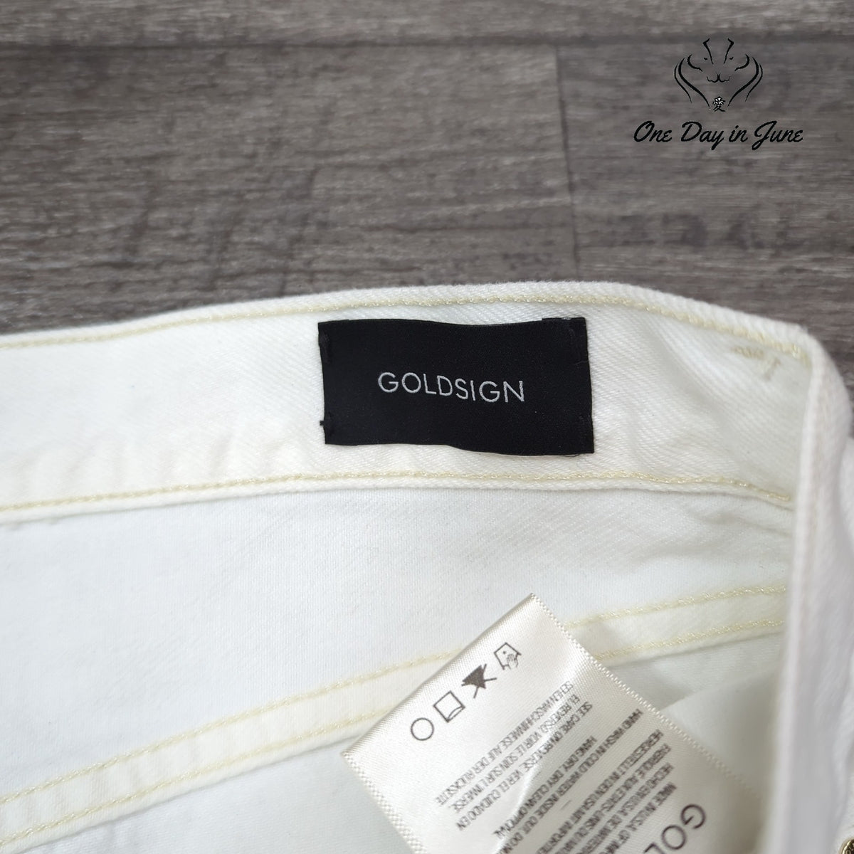 Goldsign Straight Leg Button Fly Jeans Ivory White Designer Denim Size 31 (12)