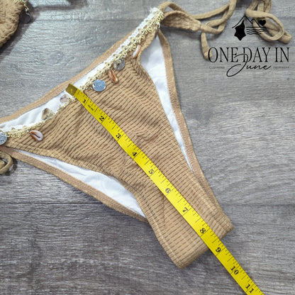 Aleumdr Adjustable Triangle Tie Side Bikini Swimsuit Size M