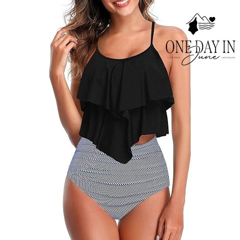 Adisputent High Waist Flounce Bikini Swimsuit Size M