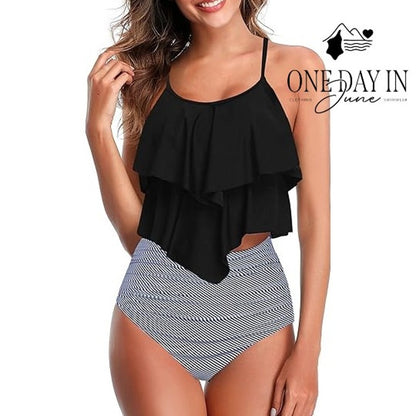 Adisputent High Waist Flounce Bikini Swimsuit Size M