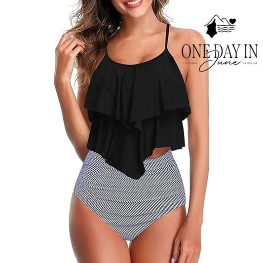 Adisputent High Waist Flounce Bikini Swimsuit Size M