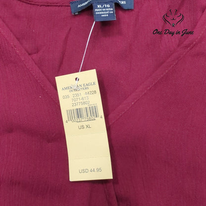 American Eagle Outfitters Bell Sleeve Wrap Top Burgundy Lace NWT Size XL