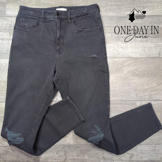 Good American Good Waist High Rise Skinny Distressed Jeans Size 12