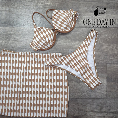 Charmo Underwire 3 Piece Bikini Swimsuit Size M