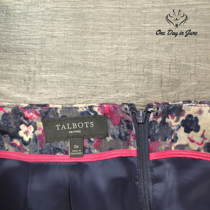 Talbots Petite Floral Lined Pencil Skirt Size 0P