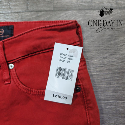 AG Adriano Goldschmied Farrah Skinny Ankle High Rise Jeans Red NWT Size 4 (27)