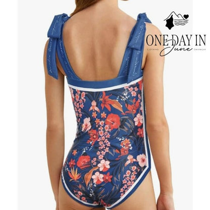 Aleumdr Reversible Tie Shoulder One Piece Swimsuit Size L