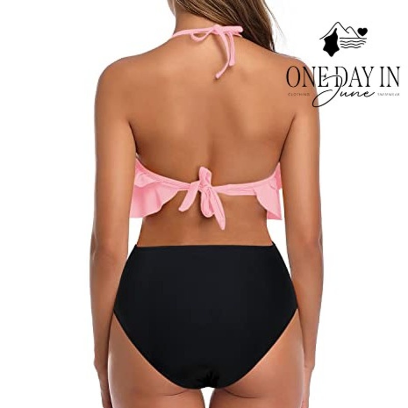 Tempt Me Halter Tie Back Flounce Bikini Swimsuit Size M
