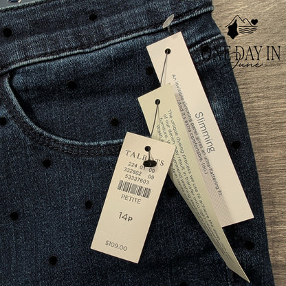 Talbots Flawless Petite High Waist Flocked Polka Dot Jegging Ankle Jeans NWT 14P