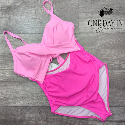 Eomenie Cross Front Cut Out One Piece Swimsuit Size XL