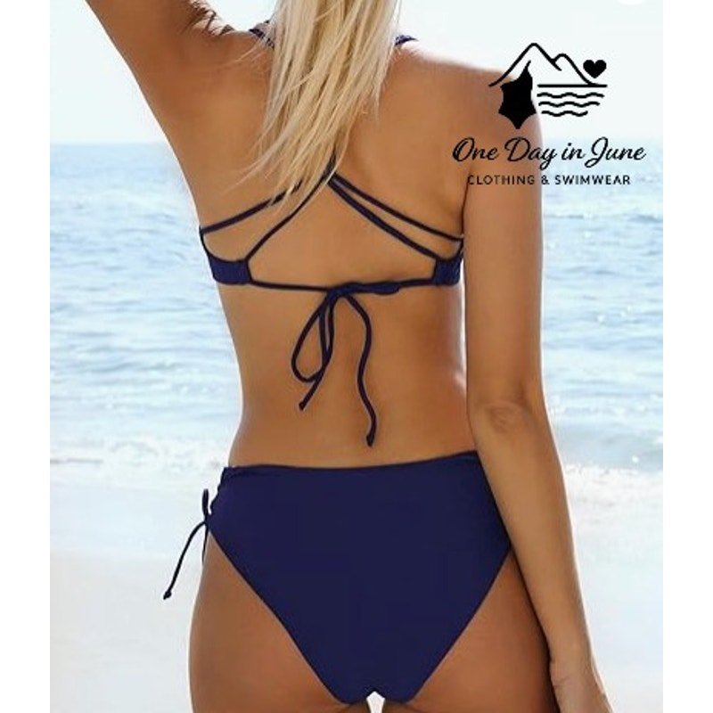 Cupshe Tie Back Tie Side Reversible Bikini Bottom Swimsuit Size L