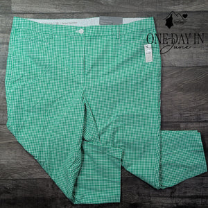 Talbots Perfect Skimmer Pedal Pusher Pants Green White Gingham NWT Size 18