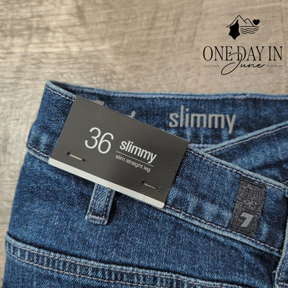 7 For All Mankind Slimmy Slim Straight Leg Jeans Blue NWT Size 36X33