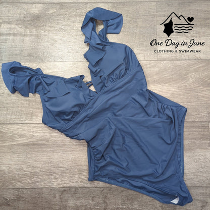 Cupshe Ruffle Shoulder Tummy Control One Piece Swimsuit Size L