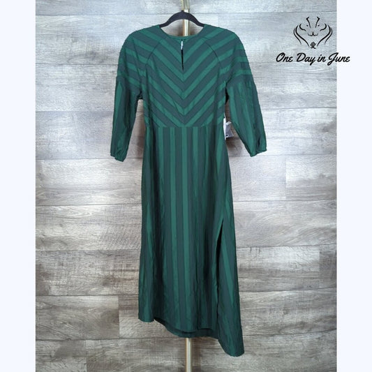 Liz Claiborne Half Sleeve Striped Mysterious Green Dress Size S