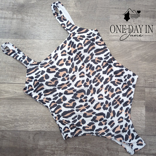 Prettygarden Leopard Cheeky One Piece Swimsuit Size L