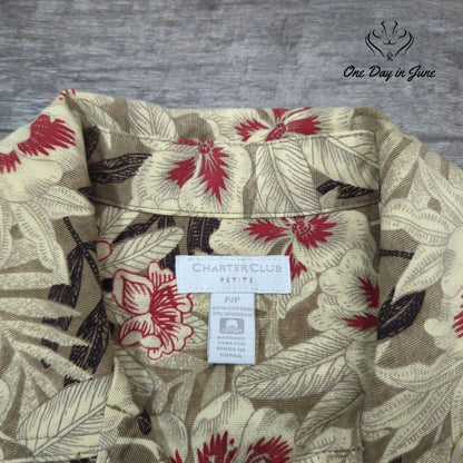 Charter Club Floral Denim Jacket Size P/P