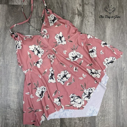 Evri Flounce Tankini Top Size 1X