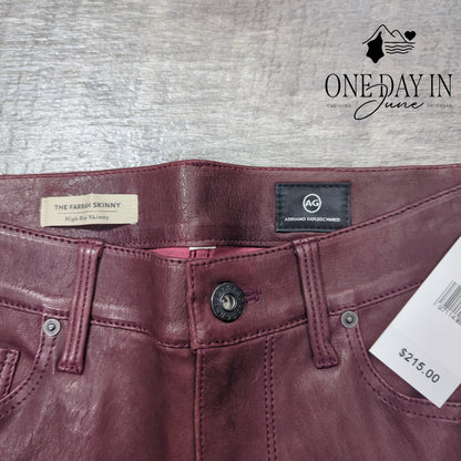 AG Adriano Goldschmied The Farrah Skinny Faux Leather Jeans Size 27 (4)