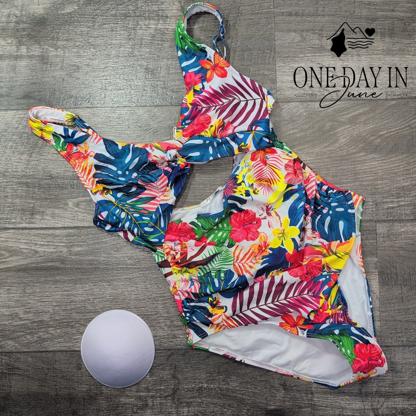 Aimage Tropical Cutout One Piece Swimsuit Size M