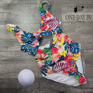Aimage Tropical Cutout One Piece Swimsuit Size M