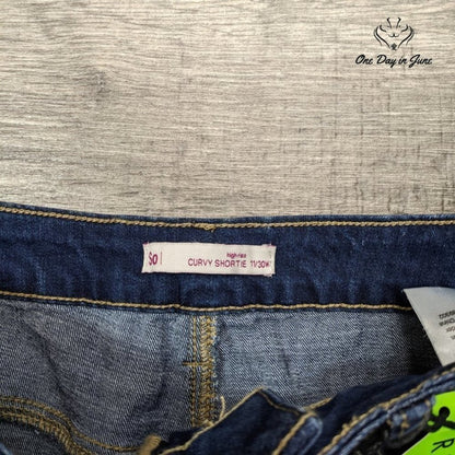 SO Juniors High Rise Curvy Shortie Denim Shorts Size 11