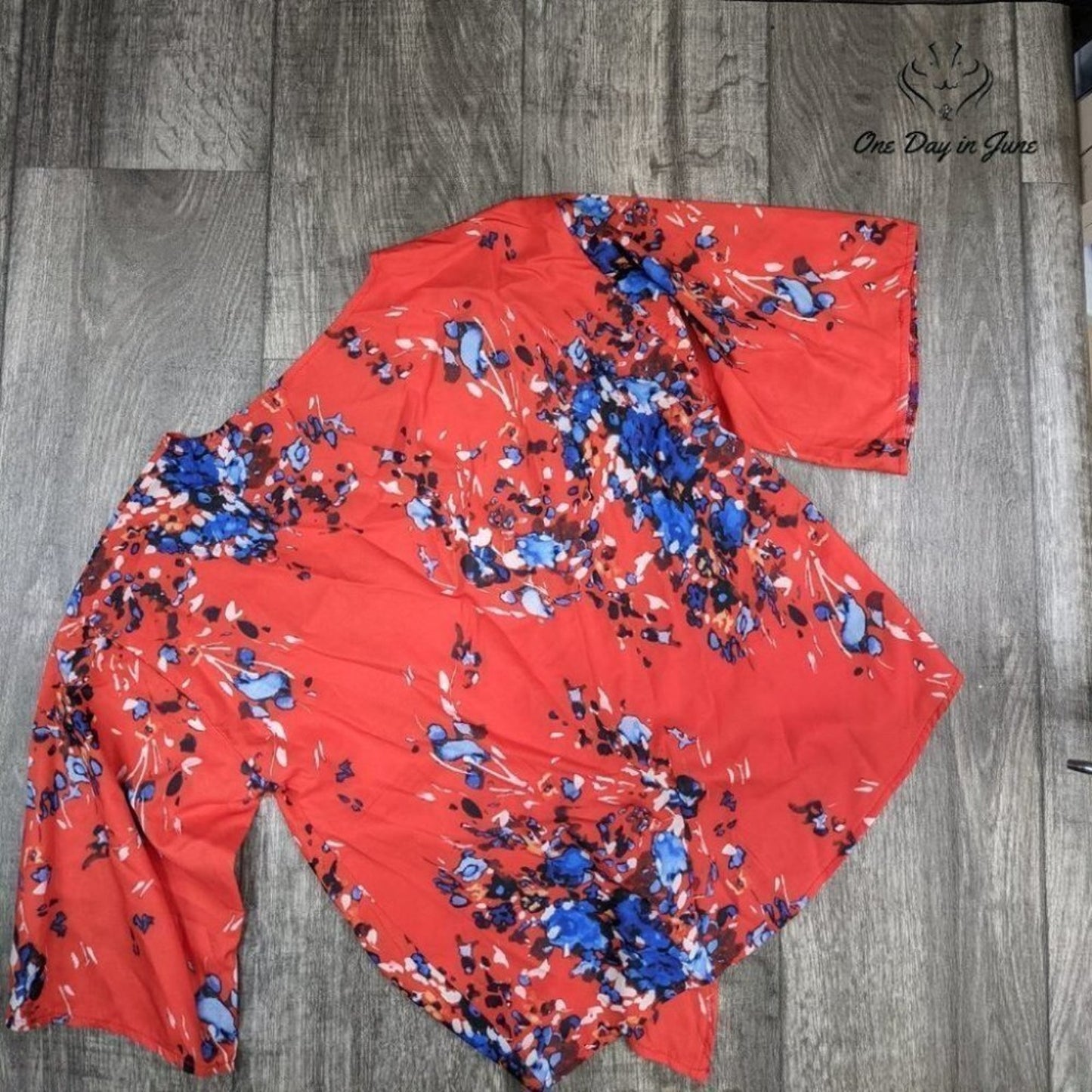 Amzbrly V Neck Silky Bowknot Tie Front 3/4 sleeve Size S