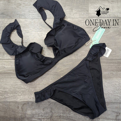 Shekini Ruffle Shoulder Bikini Swimsuit Size L