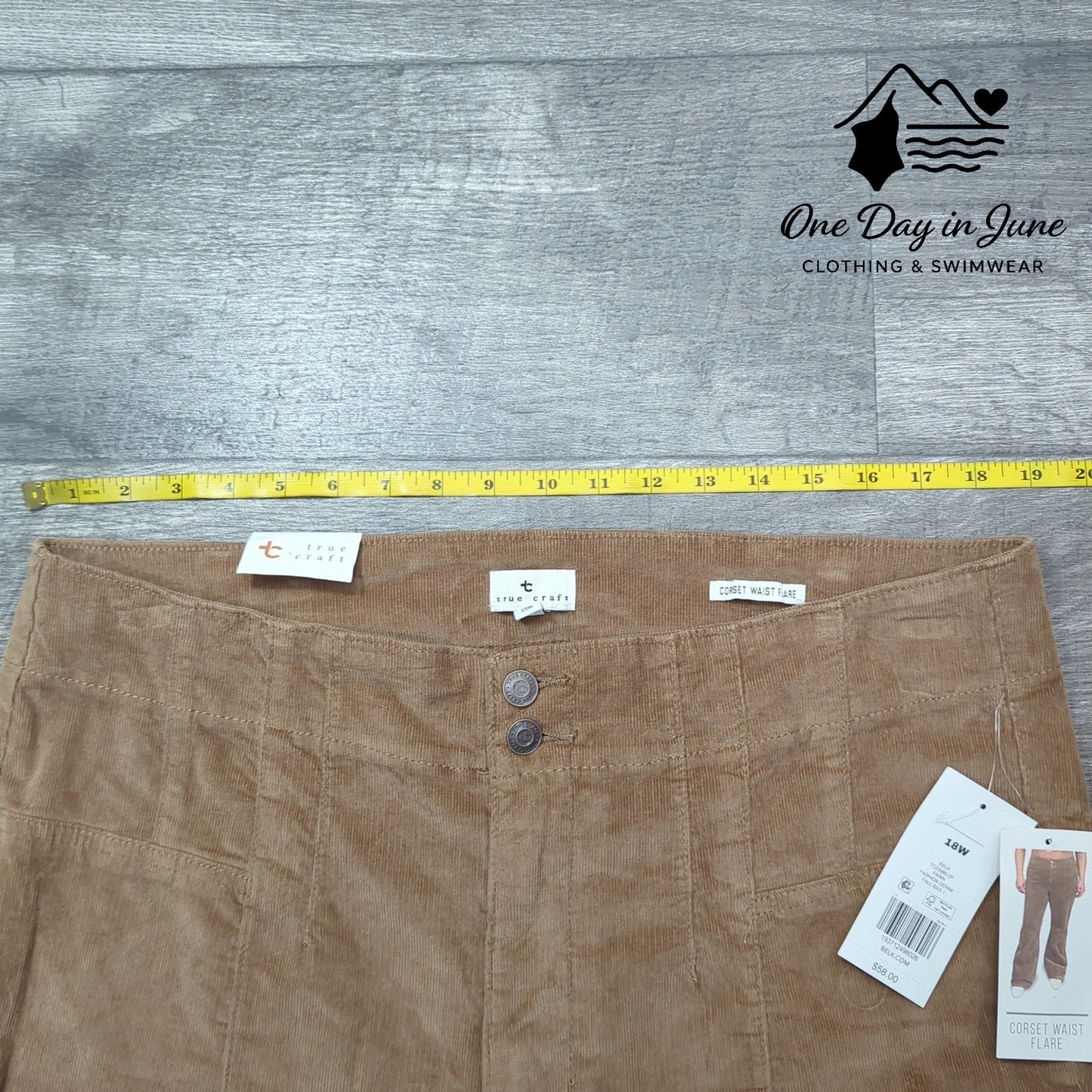 True Craft Corset Waist Flare Corduroy Pants Size 18W