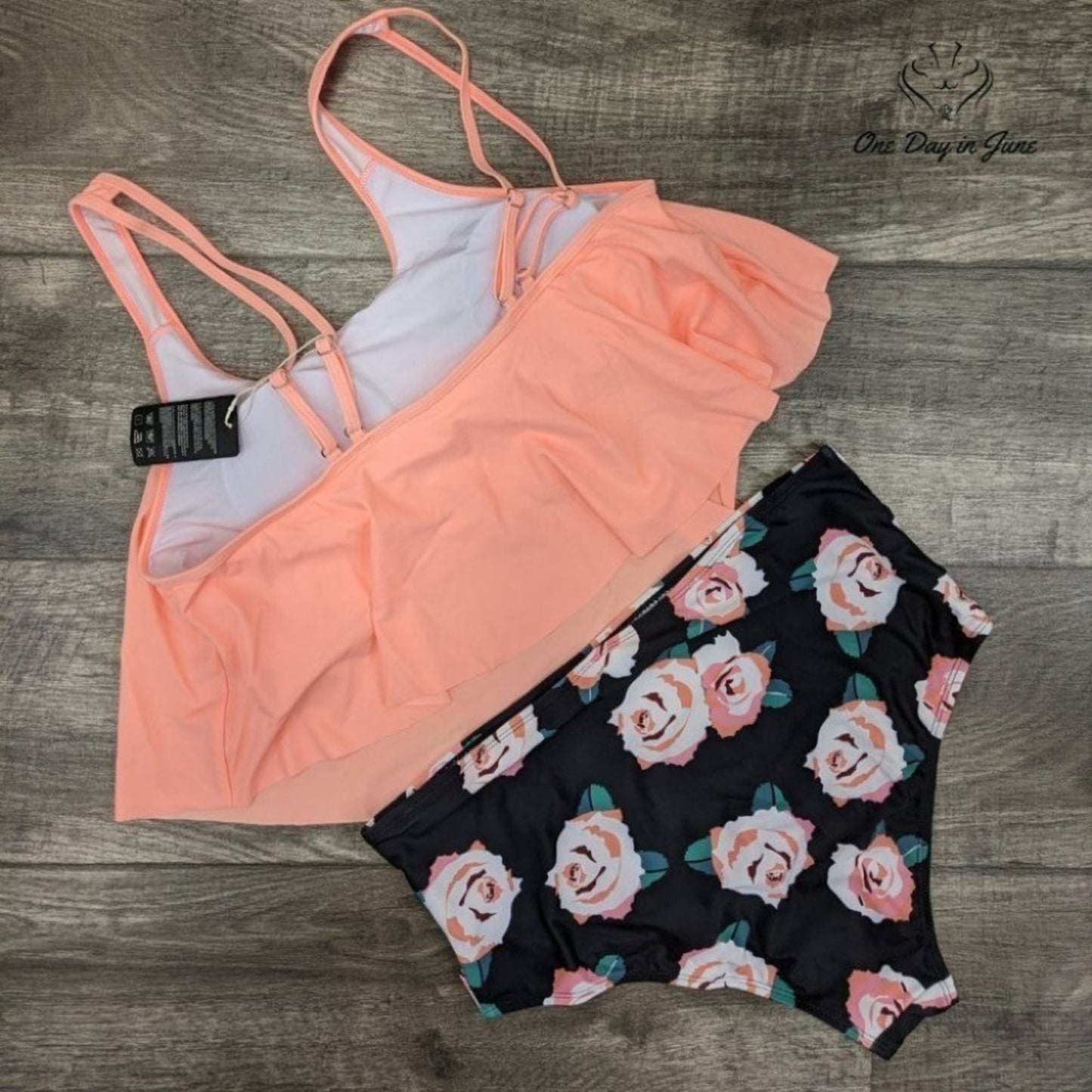 Souqfone Ruffled Flounce High Waist Bikini Swimsuit Size XL