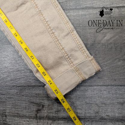 White House Black Market Slim Ankle Jeans Beige Tan Utility Cargo Skinny Size 2