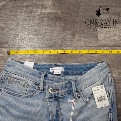 Good American Good Curve Skinny Crossover Jeans Light Wash NWT Size 2