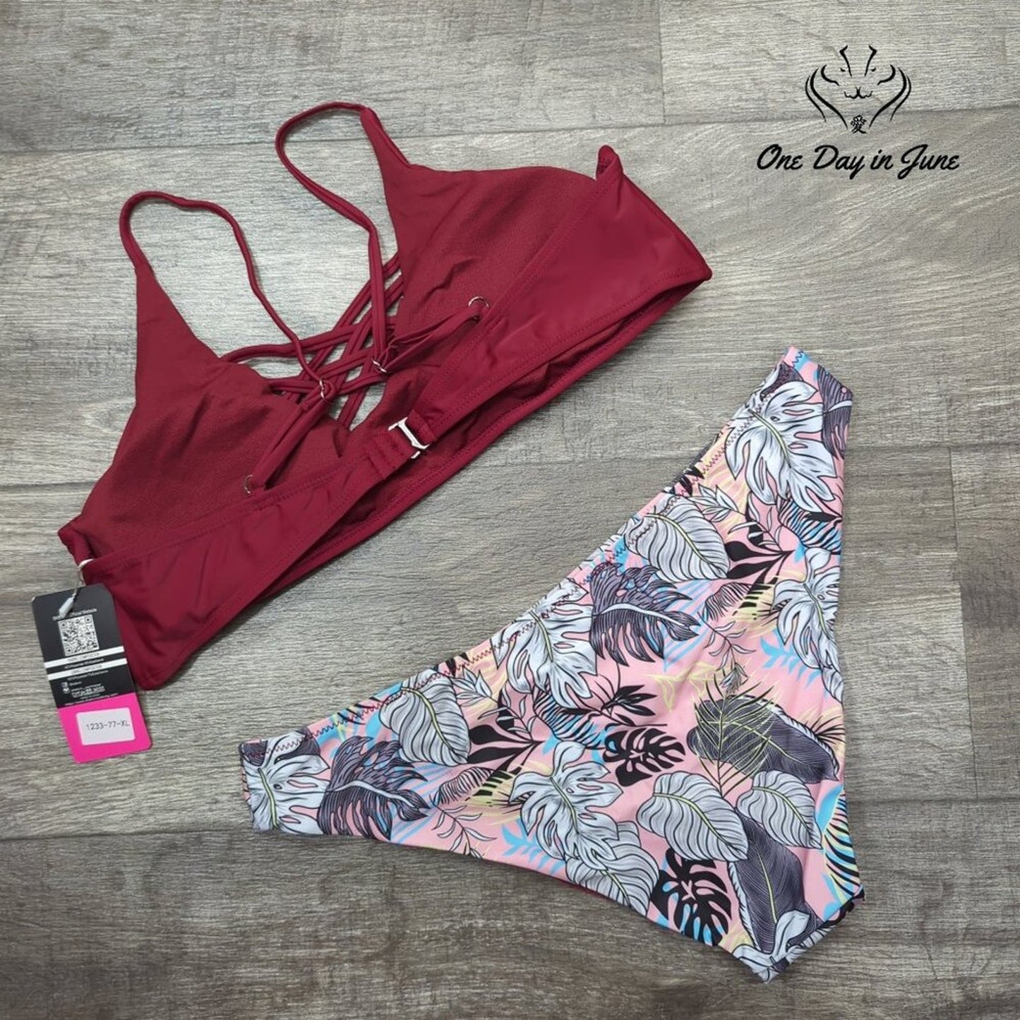 Shekini Strappy Floral Bikini Swimsuit Size XL