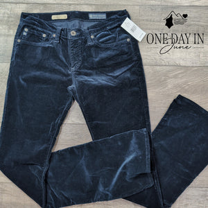 AG Adriano Goldschmied The Angel Low Rise Bootcut Velveteen Navy NWT Size 4 (27)